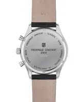 Frederique Constant Men's Swiss Chronograph Black Leather Strap Watch 40mm