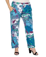 24seven Comfort Apparel Plus Size Paisley Stretch Waist Trouser Pants