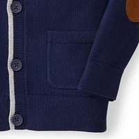 Hope & Henry Boys Organic Tipped Cardigan with Elbow Patches