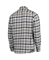 Men's Antigua Navy, Gray Colorado Avalanche Ease Plaid Button-Up Long Sleeve Shirt