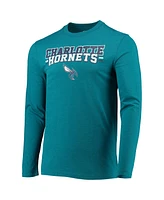 Men's Concepts Sport Black, Teal Charlotte Hornets Long Sleeve T-Shirt & Pants Sleep Set