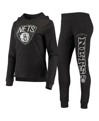 Women's Concepts Sport Black Brooklyn Nets Hoodie & Pants Sleep Set