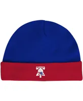 Newborn and Infant Boys Girls Mitchell & Ness Blue, Red Philadelphia 76ers 3-Piece Hardwood Classics Bodysuits Cuffed Knit Hat Set