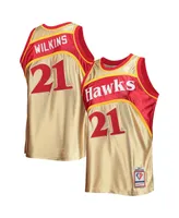 Men's Mitchell & Ness Dominique Wilkins Gold Atlanta Hawks 75th Anniversary 1986-87 Hardwood Classics Swingman Jersey