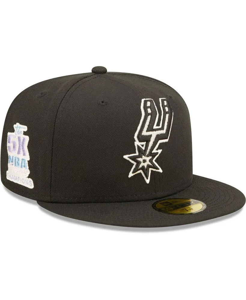 Men's New Era Black San Antonio Spurs 5x Nba Finals Champions Pop Sweat 59FIFTY Fitted Hat