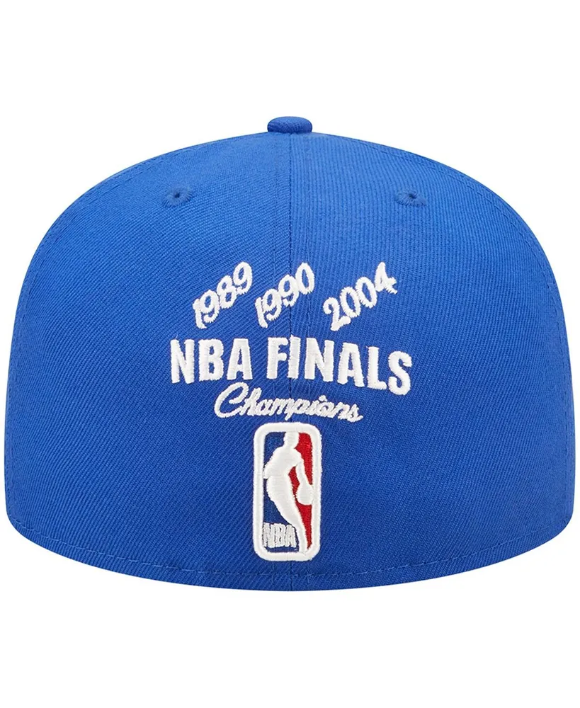 Men's New Era Blue Detroit Pistons 3x Nba Finals Champions Crown 59FIFTY Fitted Hat