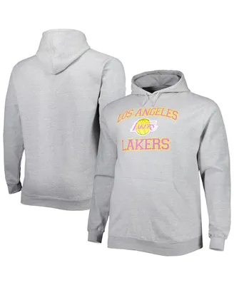 Men's Heathered Gray Los Angeles Lakers Big and Tall Heart Soul Pullover Hoodie