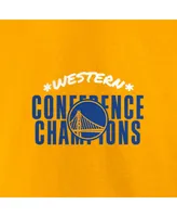 Women's Fanatics Gold Golden State Warriors 2022 Western Conference Champions Balanced Attack Roster V-Neck T-shirt