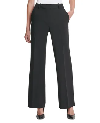 Dkny Petite Solid Fixed-Waist Slant-Pocket Wide-Leg Pants, Created for Macy's