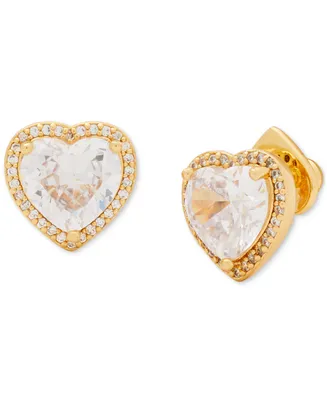 Kate Spade New York Gold-Tone Cubic Zirconia Heart Halo Stud Earrings