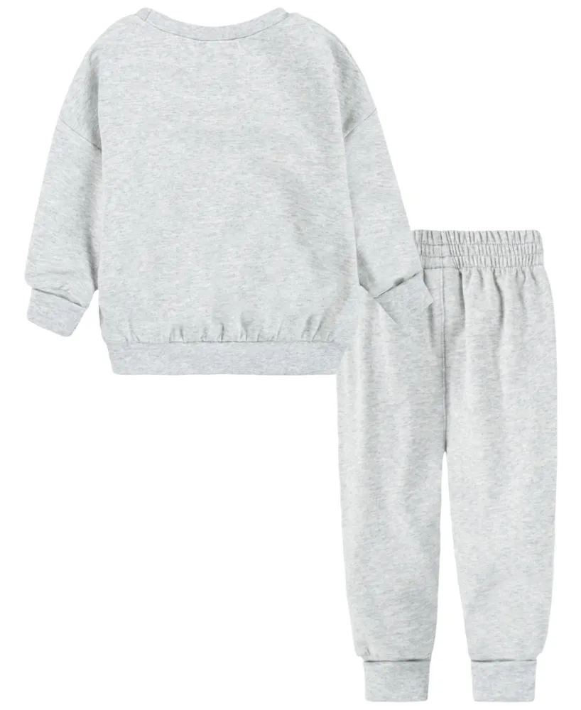 Nike Baby Girls Long Sleeve Crewneck Sweatshirt and Joggers, 2 Piece Set