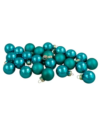 Northlight 24 Count Shiny and Matte Teal Glass Ball Christmas Ornaments 25 Mm Set, 1"