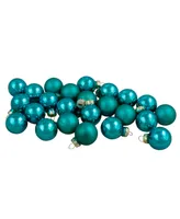 Northlight 24 Count Shiny and Matte Teal Glass Ball Christmas Ornaments 25 Mm Set, 1"