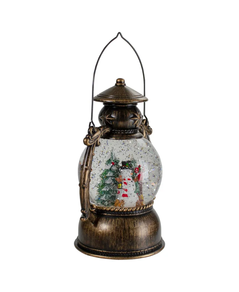 Northlight Brushed Led Snowman and Christmas Trees Snow Globe Lantern, 8"