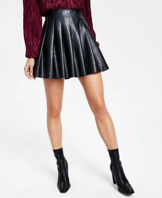 Lucy Paris Women's Natal Faux-Leather Pleated Mini Skirt