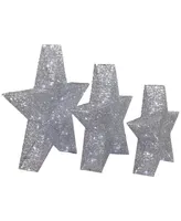 Northlight 24" Led Lighted Stars Outdoor Christmas Decorations, Set of 3 - Silver