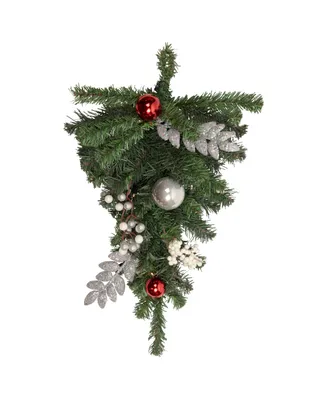 Northlight Pre- Lit Decorated Pine Artificial Teardrop Christmas Swag Cool Led Lights, 20"