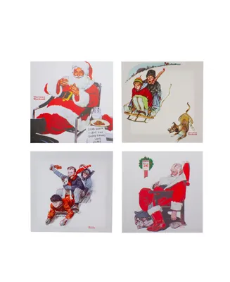 Northlight Norman Rockwell Classic Christmas Scene Canvas Prints, Set of 4