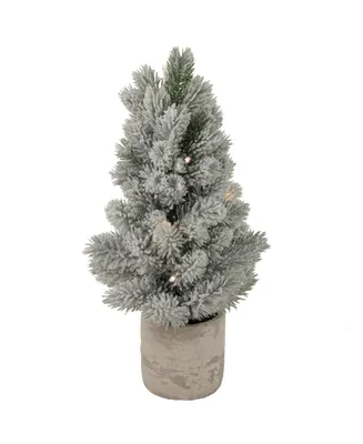 Northlight Led Lighted Mini Frosted Pine Christmas Tree in Cement Base, 16"