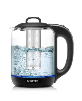 Chefman 1.7 Liter Electric Glass Kettle with Tea Infuser
