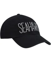 Women's '47 Black Seattle Seahawks Shimmer Text Clean Up Adjustable Hat