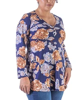 24seven Comfort Apparel Plus V-neck Tunic Top