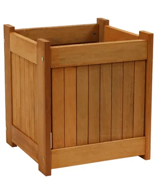 Sunnydaze Decor Meranti Wood Indoor/Outdoor Decorative Square Planter Box - 16 in