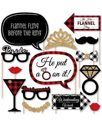 Flannel Fling Before the Ring - Plaid Bachelorette Photo Booth Props Kit - 20 Ct