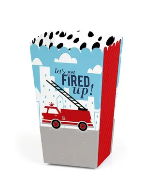 Fired Up Fire Truck - Baby Shower or Birthday Favor Popcorn Treat Boxes - 12 Ct