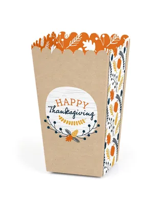 Happy Thanksgiving - Fall Harvest Party Favor Popcorn Treat Boxes - Set of 12