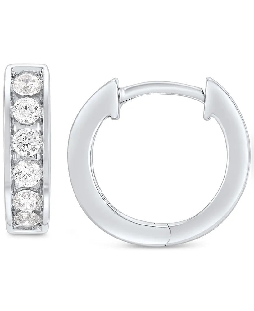 Grown With Love Men's Lab Grown Diamond Small Huggie Hoop Earrings (1/2 ct. t.w.) in 10 White Gold, 1/2"