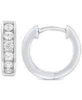 Grown With Love Men's Lab Grown Diamond Small Huggie Hoop Earrings (1/2 ct. t.w.) in 10 White Gold, 1/2"