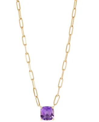 Amethyst Paperclip Link 18" Pendant Necklace (1-5/8 ct. t.w.) Gold-Plated Sterling Silver (Also Lab-Created Ruby & Swiss Blue Topaz)