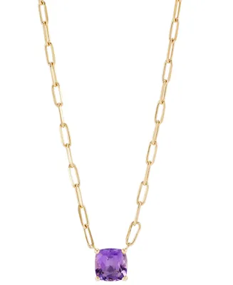 Amethyst Paperclip Link 18" Pendant Necklace (1-5/8 ct. t.w.) in Gold-Plated Sterling Silver (Also in Lab-Created Ruby & Swiss Blue Topaz)