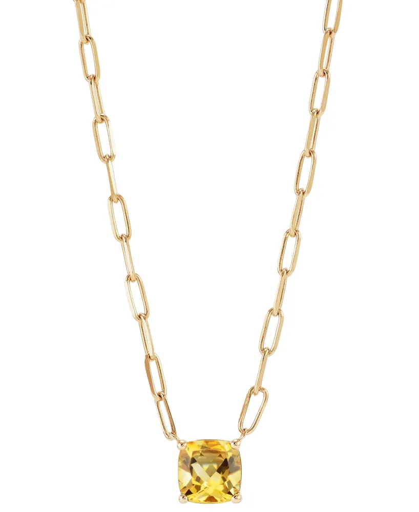 Citrine Paperclip Link 18" Pendant Necklace (1-5/8 ct. t.w.) in 14k Gold-Plated Sterling Silver (Also in Peridot)