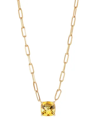 Citrine Paperclip Link 18" Pendant Necklace (1-5/8 ct. t.w.) in 14k Gold-Plated Sterling Silver (Also in Peridot)