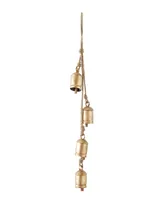 Rosemary Lane Gold-Tone Metal Bohemian Decorative Cow Bell with Jute Hanging Rope 6" x 2" x 35" - Gold