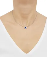 Lab-Grown Sapphire (1-5/8 ct. t.w.) & Lab-Grown White Sapphire (1/6 ct. t.w.) Halo Pendant Necklace in Sterling Silver, 16" + 2" extender