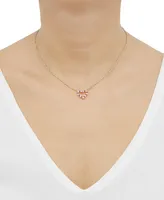 Lab-Grown Ruby (1/4 ct. t.w.) & Lab-Grown White Sapphire (1/4 ct. t.w.) Heart Pendant Necklace in 14k Gold-Plated Sterling Silver, 16" + 2" extender