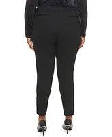 Calvin Klein Plus Ponte Pleated Slim-Leg Pants