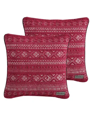 Eddie Bauer Classic Fair Isle Sherpa 2 Piece Pillow Cover Set, 20" X 20"