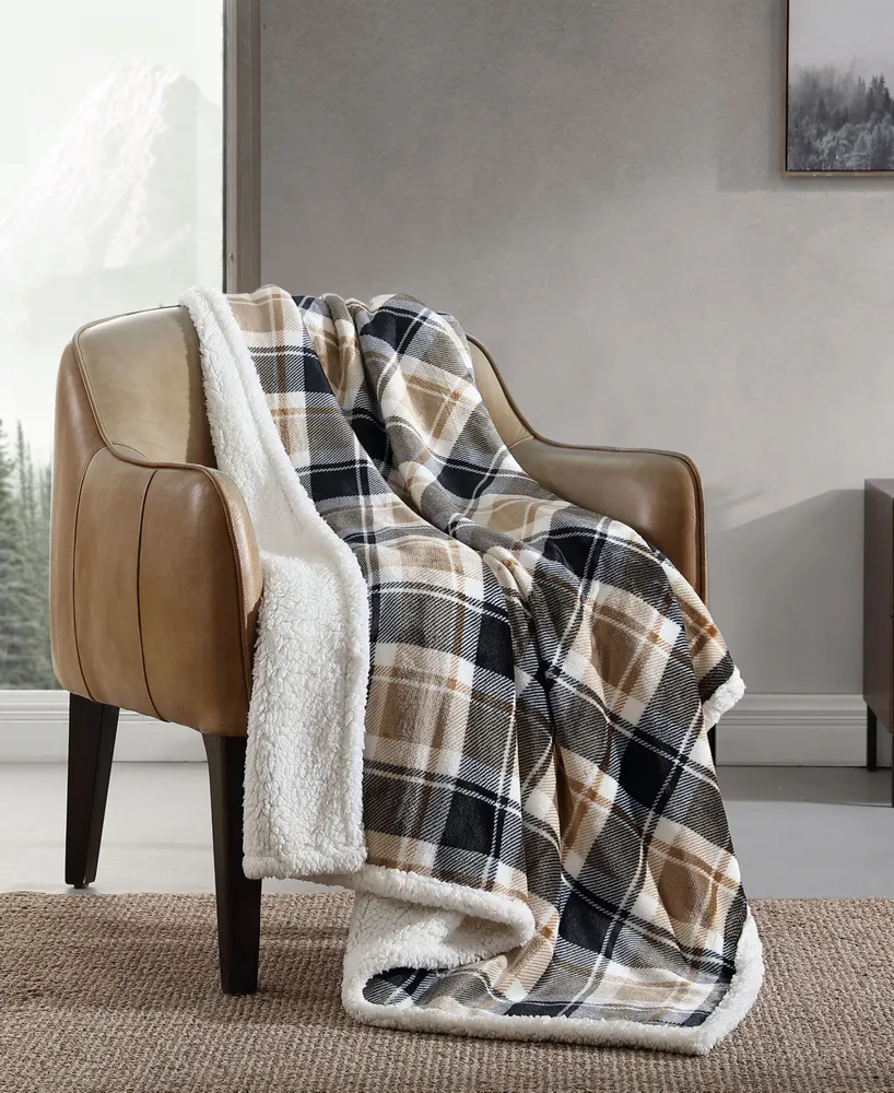 Eddie Bauer Rugged Plaid Ultra Soft Plush Fleece Throw, 50" x 60"