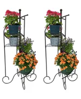 Sunnydaze Decor Black Iron 4-Tier Spiral Staircase Plant Stand - 56 in - Set of 2