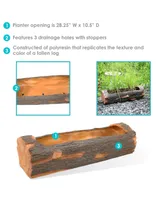 Sunnydaze Decor 35 in Polyresin Rustic Outdoor Raised Log Flower Pot Planter