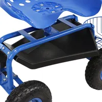 Sunnydaze Decor Steel Rolling Garden Cart with Swivel Steering/Planter - Blue