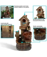 Sunnydaze Decor Bluebird House/Buckets Outdoor Garden Water Fountain - 26 in