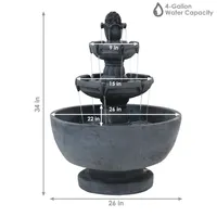 Sunnydaze Decor Budding Fruition Polyresin Outdoor 3-Tier Water Fountain