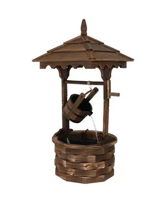 Sunnydaze Decor Old-Fashioned Wood Wishing Well Water Fountain with Liner - 48 in