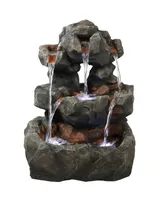 Sunnydaze Decor Layered Rock Waterfall Fountain with Led Lights - 32 in