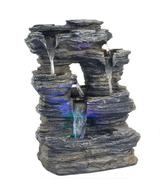 Sunnydaze Decor Five Stream Polyresin Indoor Fountain with Color LEDs - 13.5 in
